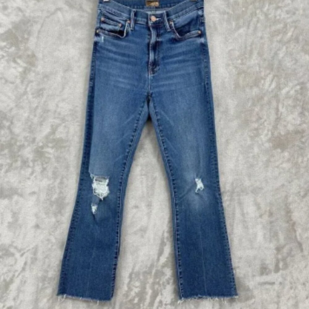Mother The Insider Crop Step Chew Dancing on Coals Dark Wash Jeans